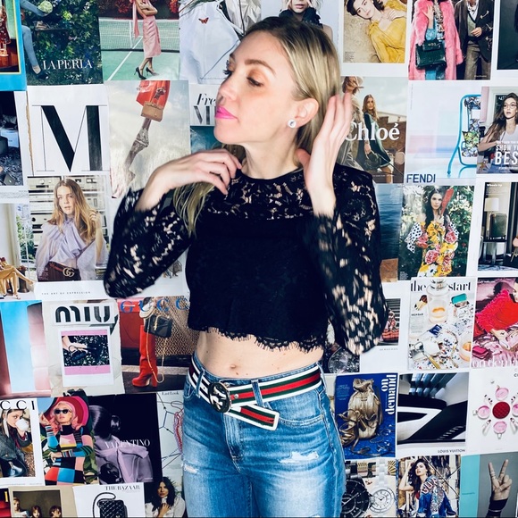 Dian Von Furstenberg Bell Sleeve Black Lace Top - Picture 9 of 13